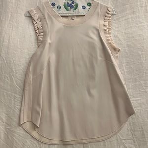 Cinq a Sept faux leather tank with pleated sleeves